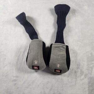 Wilson Grey Black 3  & 5 Wood Fur Fuzzy Sock Golf Head Covers VTG‎